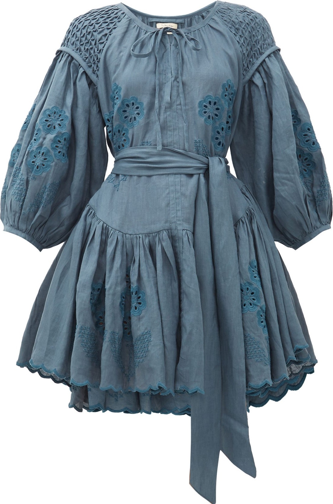 Innika Choo Meg Nettick embroidered linen mini dress