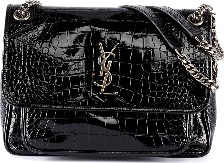 Saint Laurent Niki Medium Monogram YSL Croco Shoulder Bag