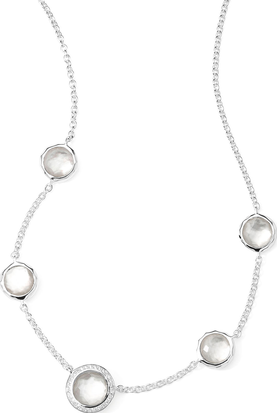IPPOLITA Stella Necklace in Mother-of-Pearl Doublet & Diamonds 16-18"