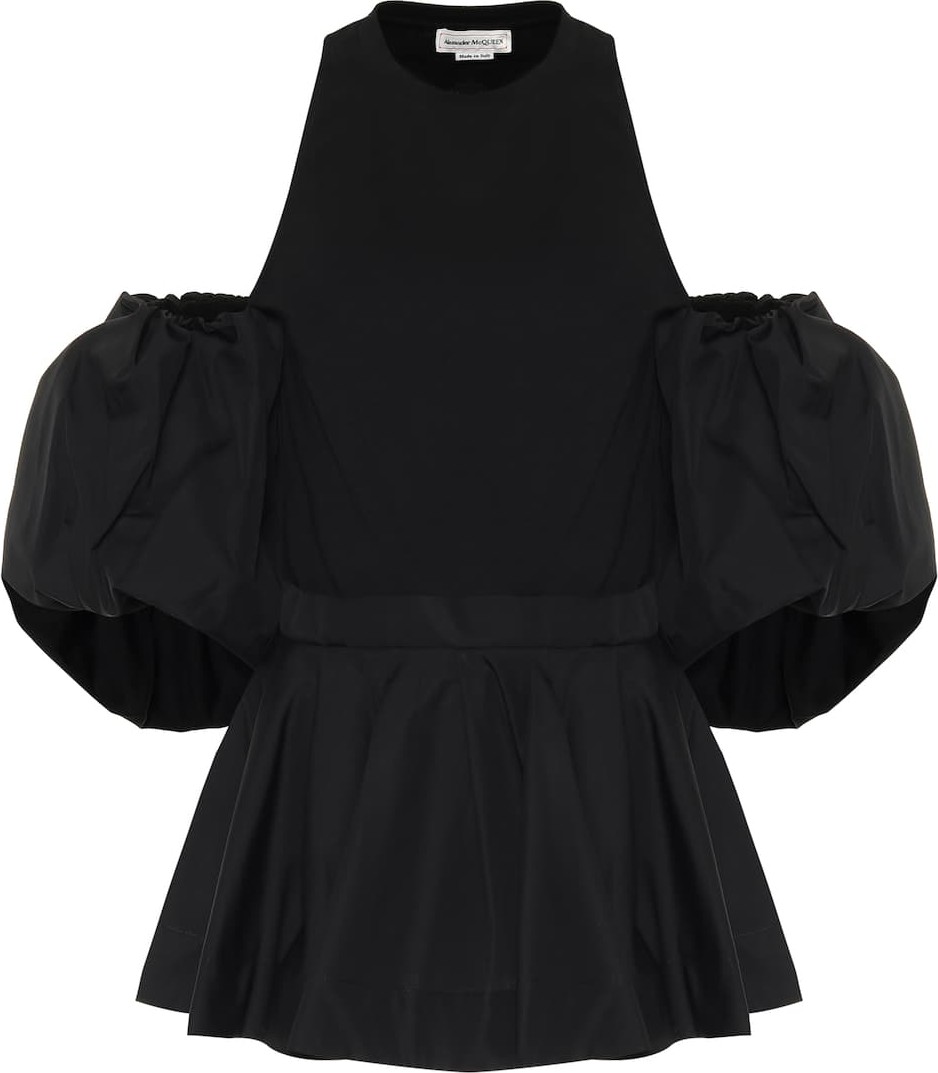 Alexander McQueen Off-shoulder cotton-poplin top