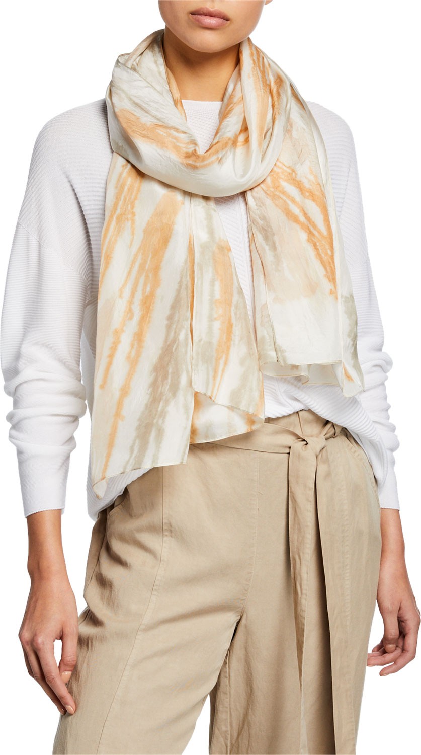 Eileen Fisher Natural Dyed Painted Strokes Scarf