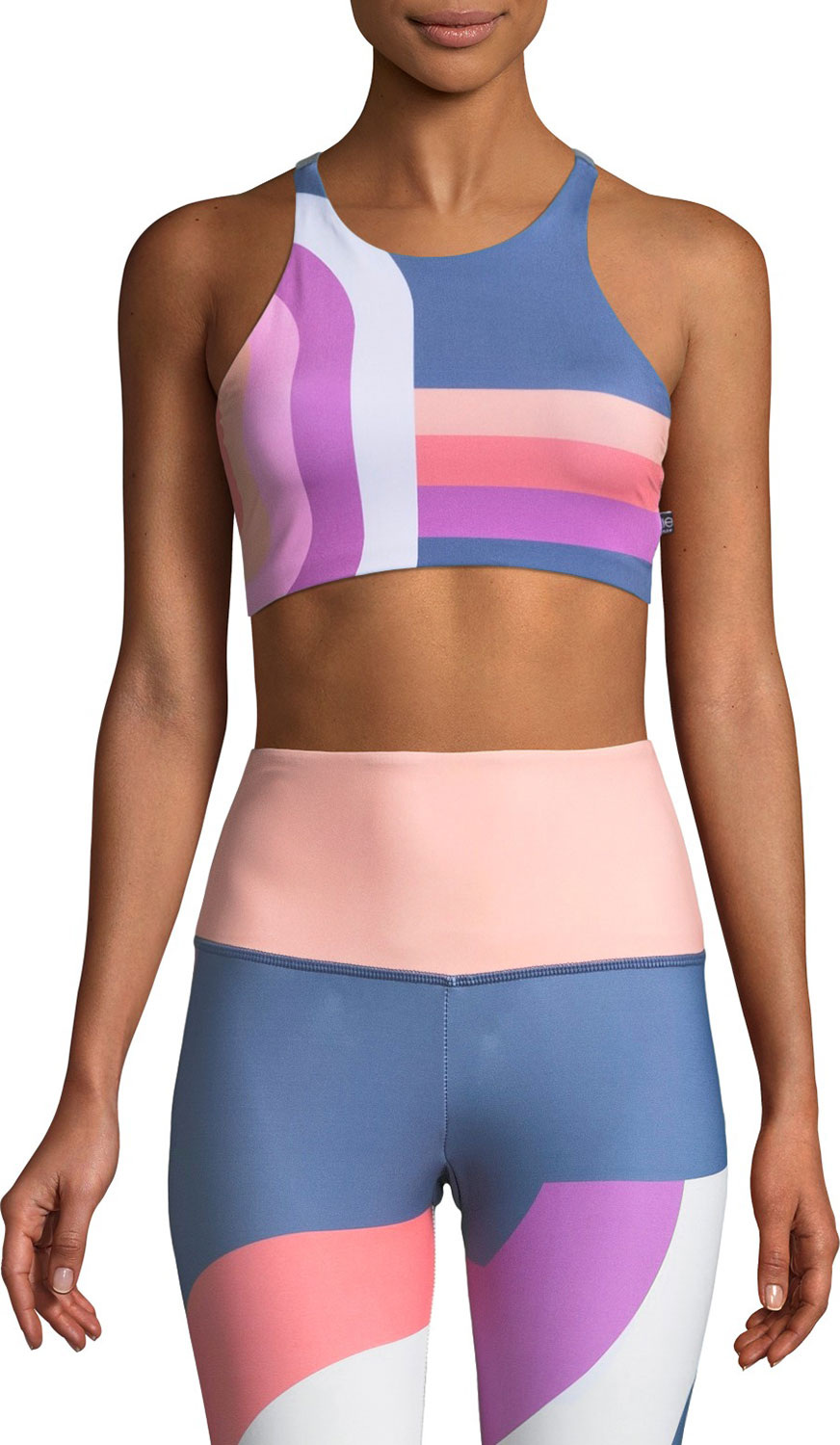 ONZIE High-Neck Elastic Graphic Low-Impact Sports Bra