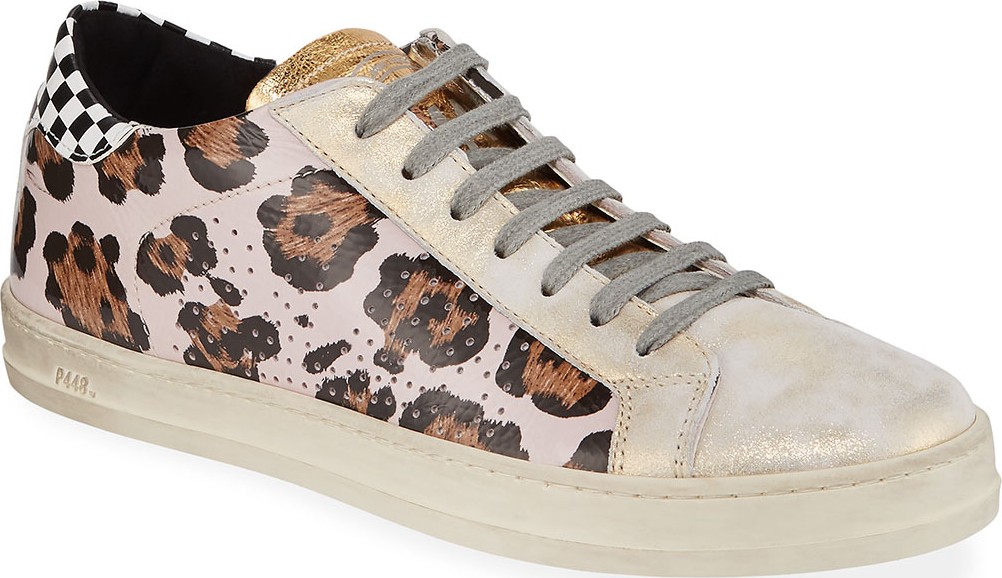 P448 John Mixed-Print Leather Sneakers