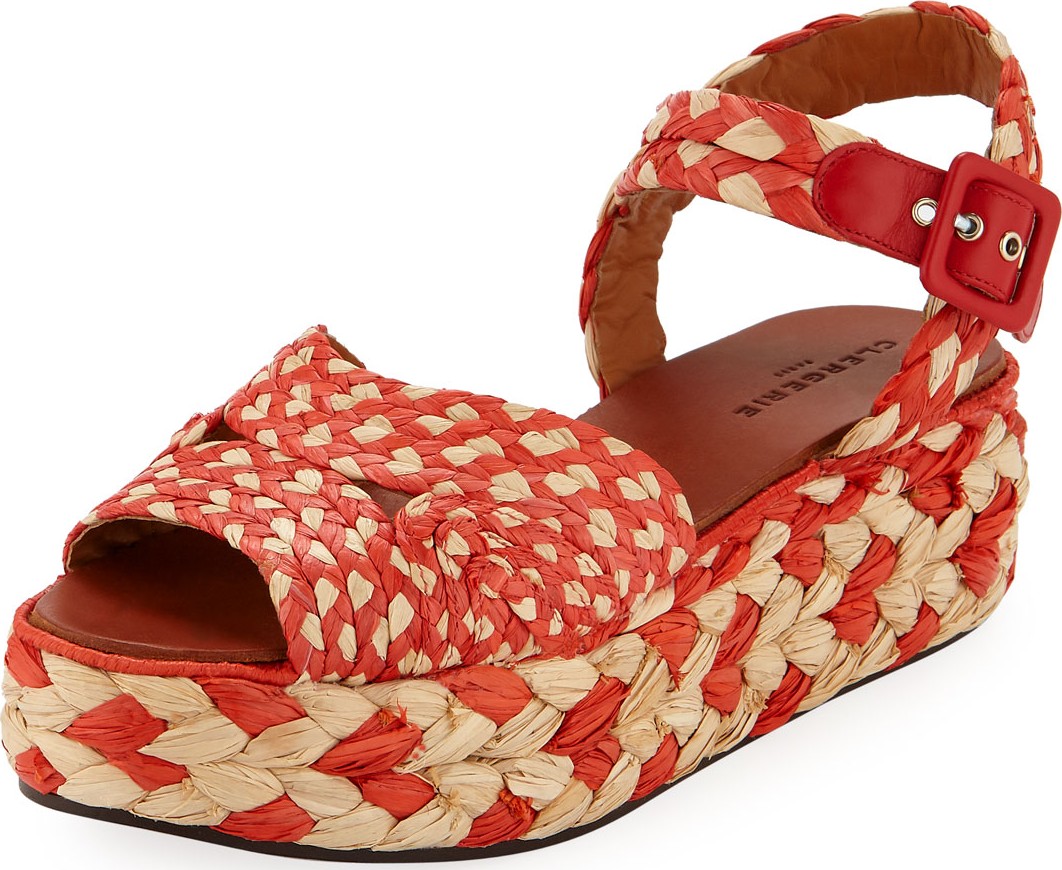 Robert Clergerie Artemis Raffia Platform Sandals