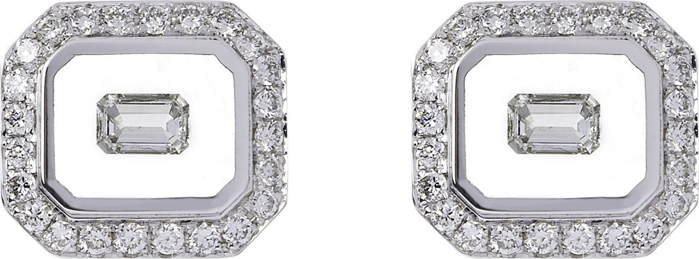 Nikos Koulis Universe Line 18k White Gold Diamond Stud Earrings