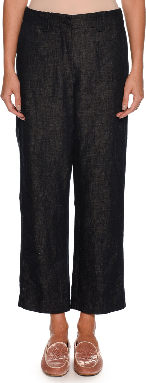 Giorgio Armani Wide-Leg Cotton-Linen Denim Pants