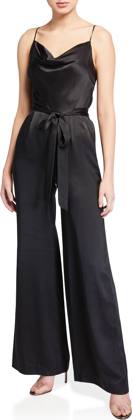 L'AGENCE Rannah Tie-Waist Silk Jumpsuit