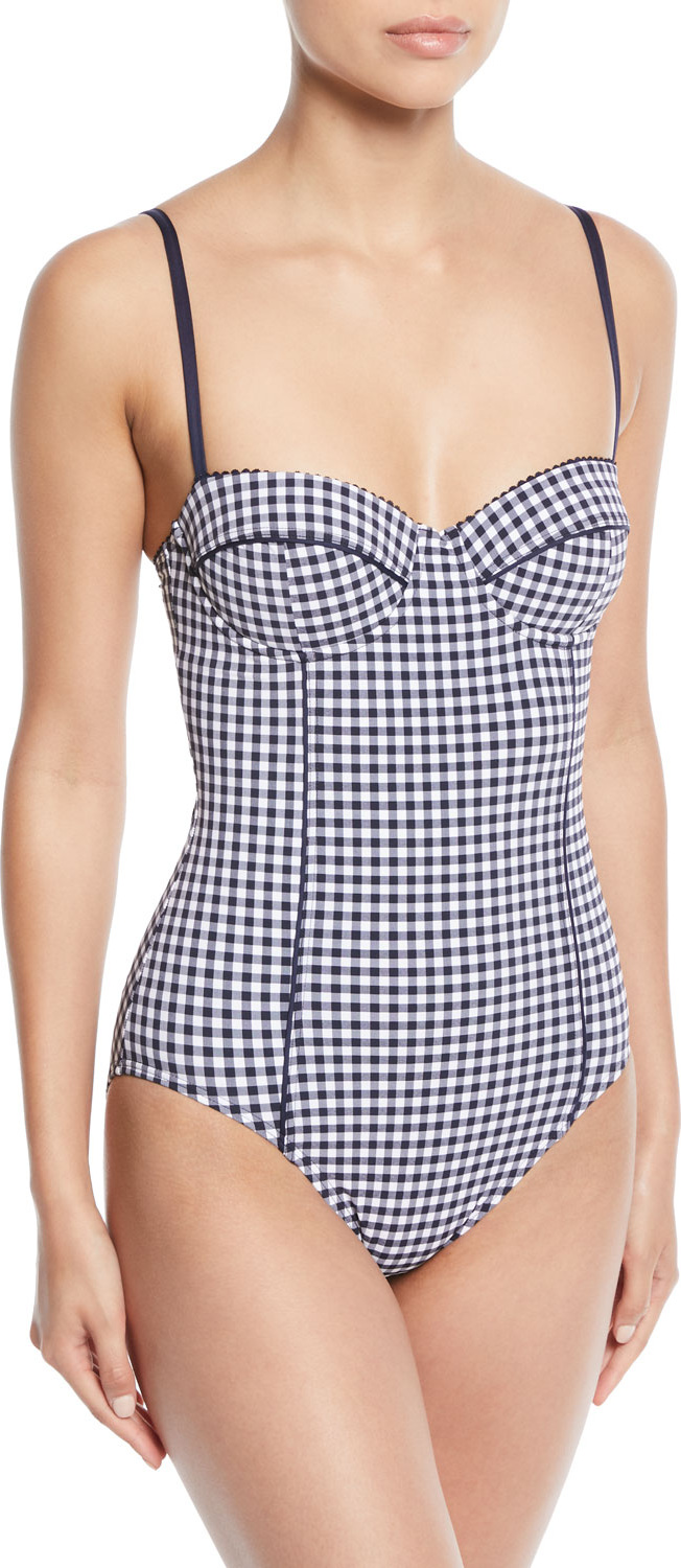 Kate Spade New York crosby check underwire one-piece swimsuit