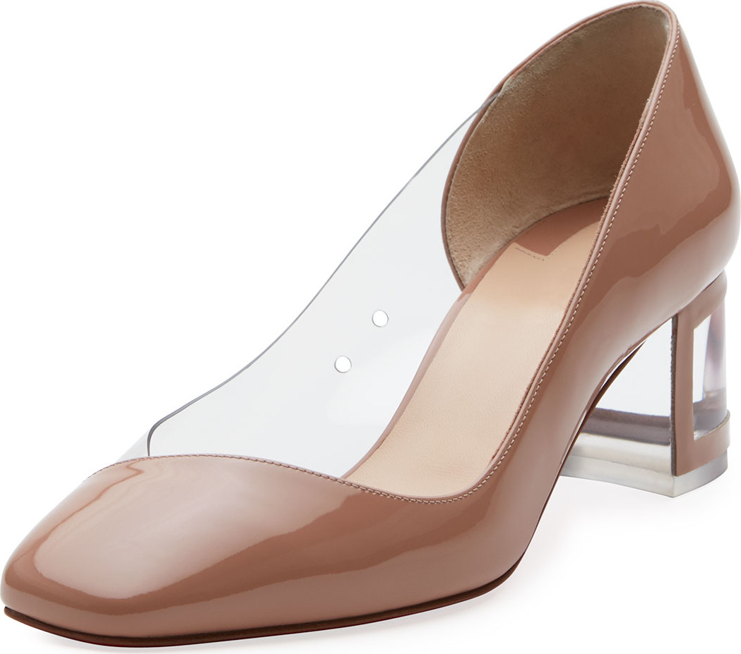 Christian Louboutin Provisore Patent/Clear Vinyl Red Sole Pump