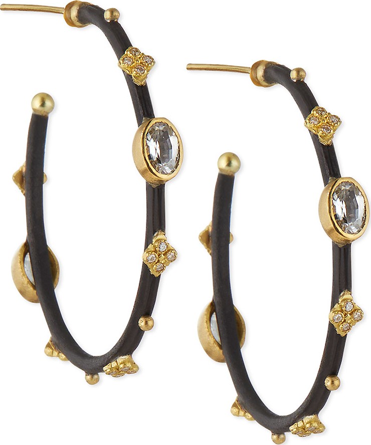 Armenta Midnight Sapphire & Diamond Small Hoop Earrings