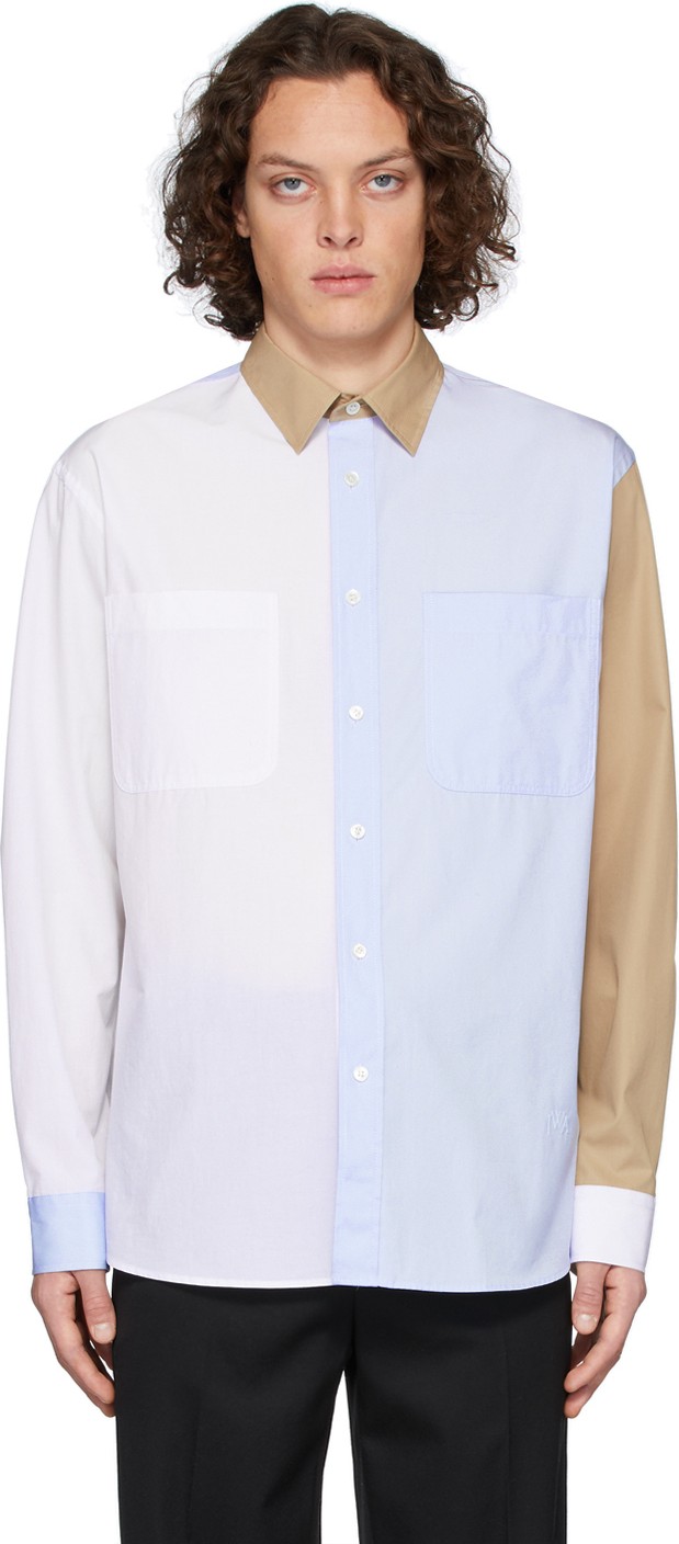 J.W.Anderson White & Blue Chest Pockets Shirt