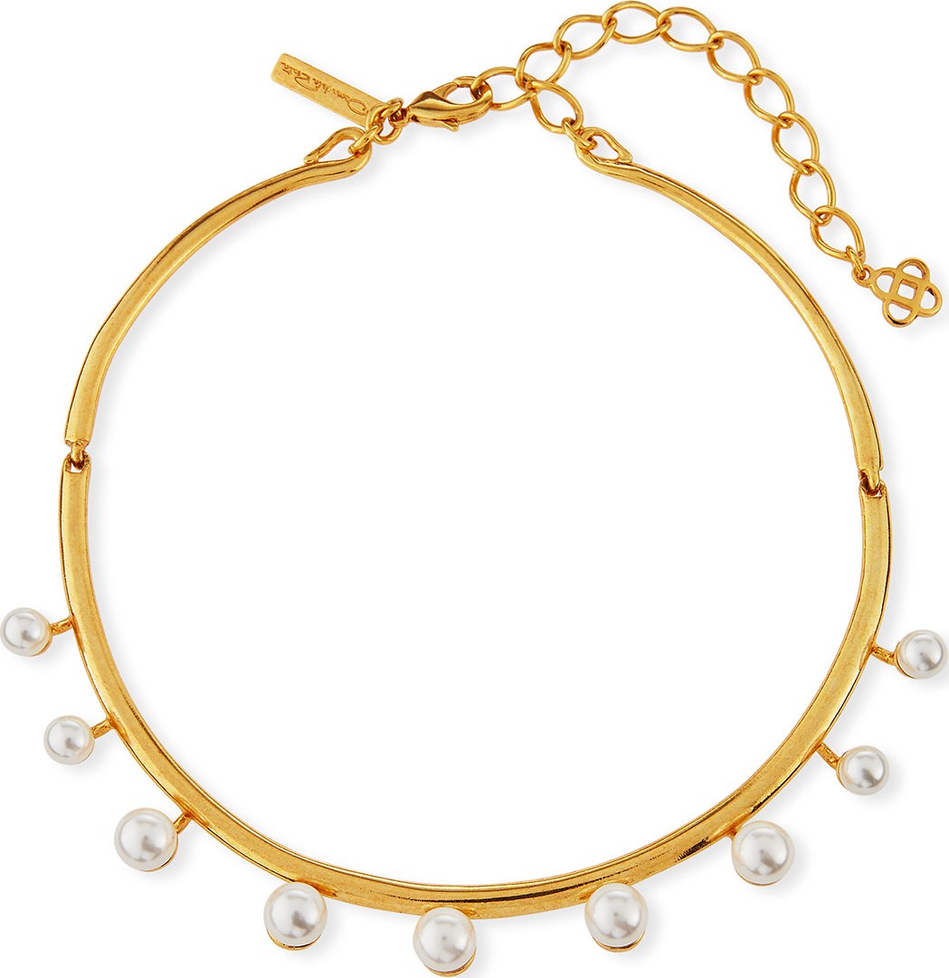 Oscar De La Renta Floating Pearly Crystal Choker Necklace