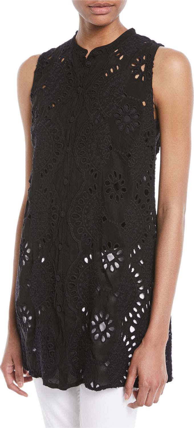 Johnny Was Marieta Sleeveless Long Eyelet Tunic