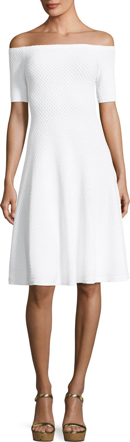 MICHAEL MICHAEL KORS Off-the-Shoulder Textured-Knit Dress