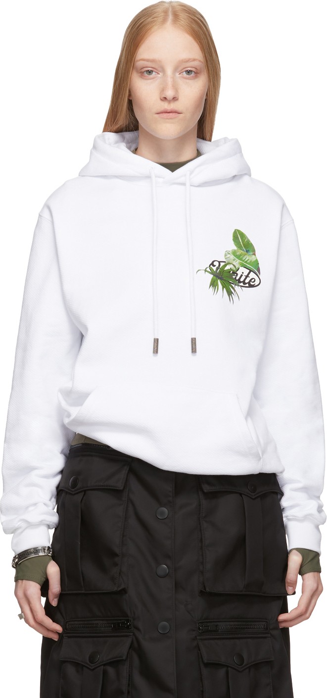 Off White SSENSE Exclusive White Racing Arrows Hoodie