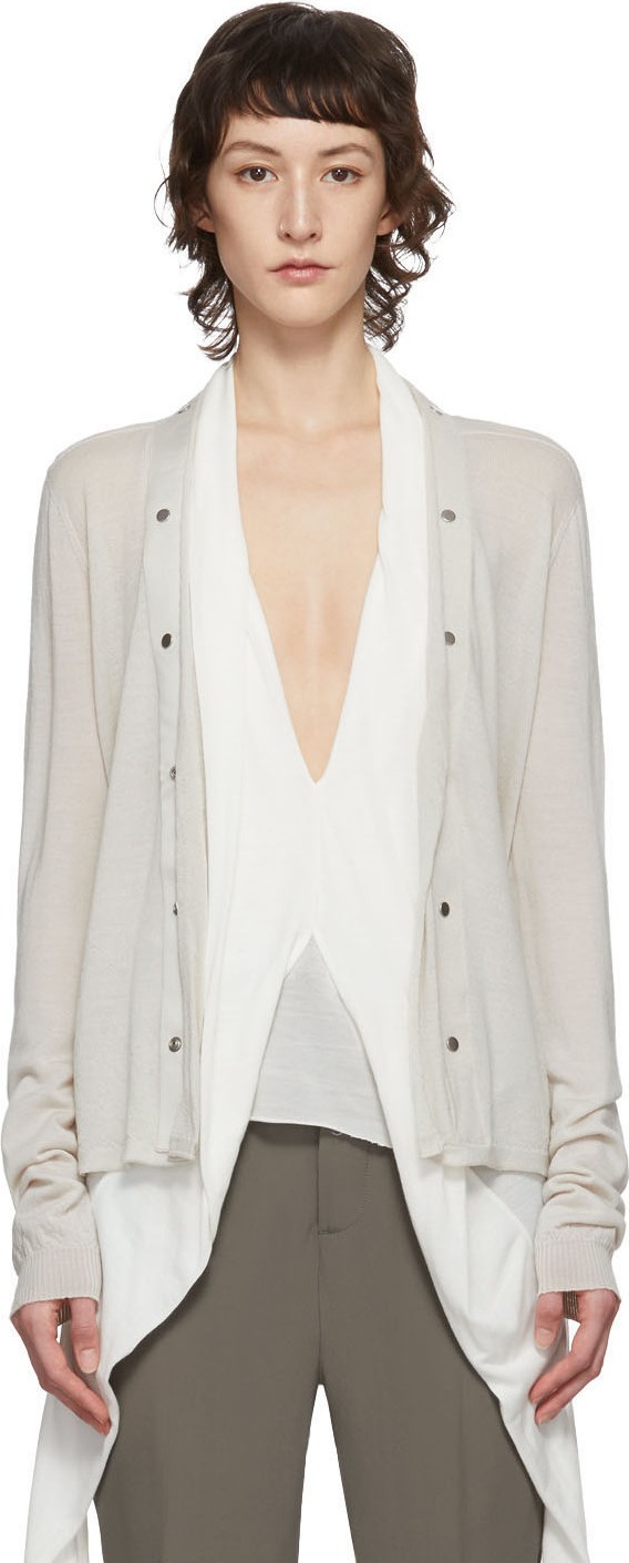 Rick Owens Off-White Snap Cardigan