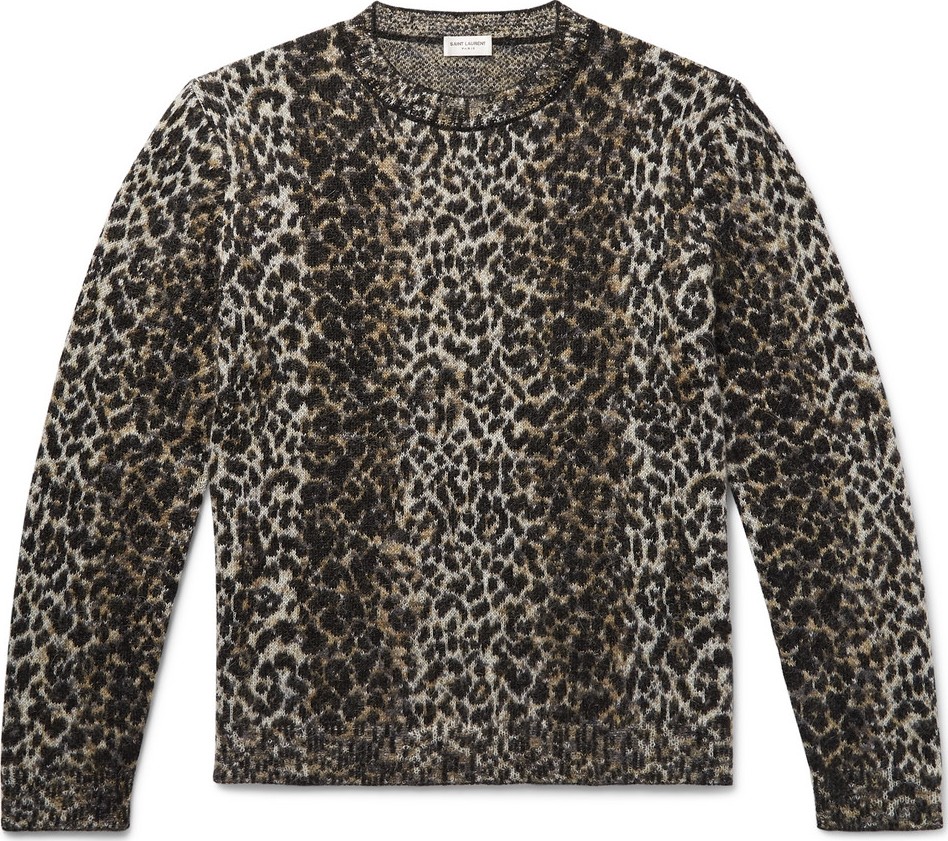 Saint Laurent Leopard-Jacquard Knitted Sweater