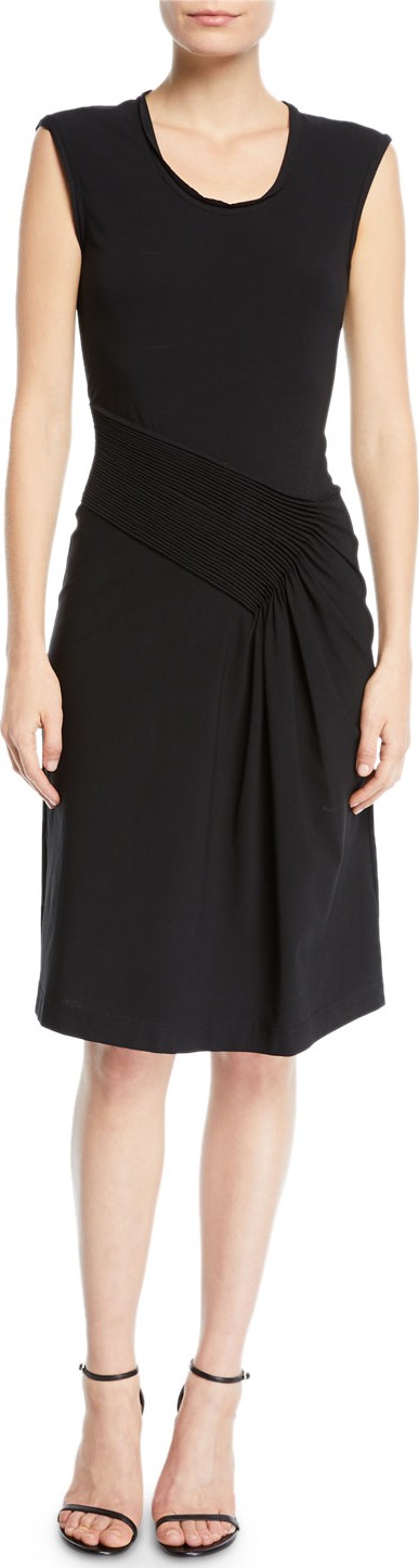 Helmut Lang Pleated Scoop-Neck Jersey Dress