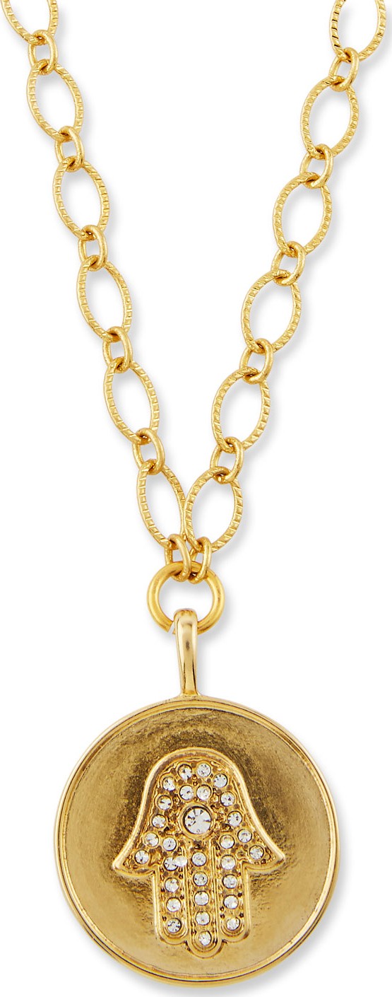 Sequin Hamsa Talisman Necklace w/ Crystals