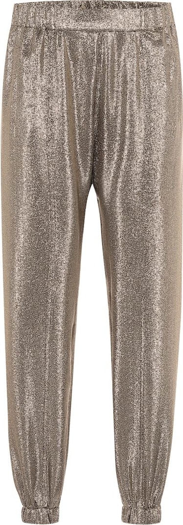 Saint Laurent Metallic silk-blend trackpants