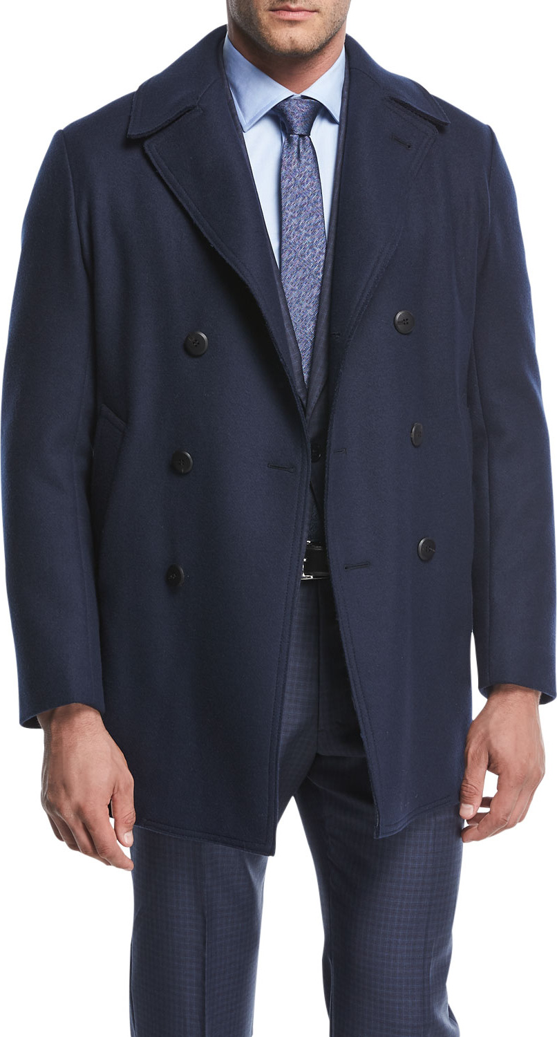 Armani Collezioni Wool-Blend Double-Breasted Pea Coat