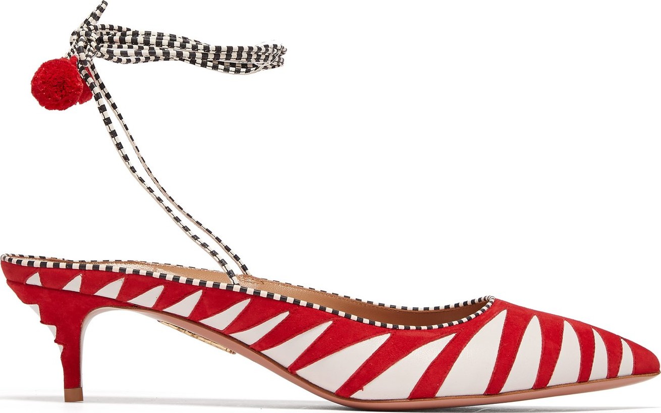 Aquazzura Cuzco 45 patterned suede kitten-heel mules