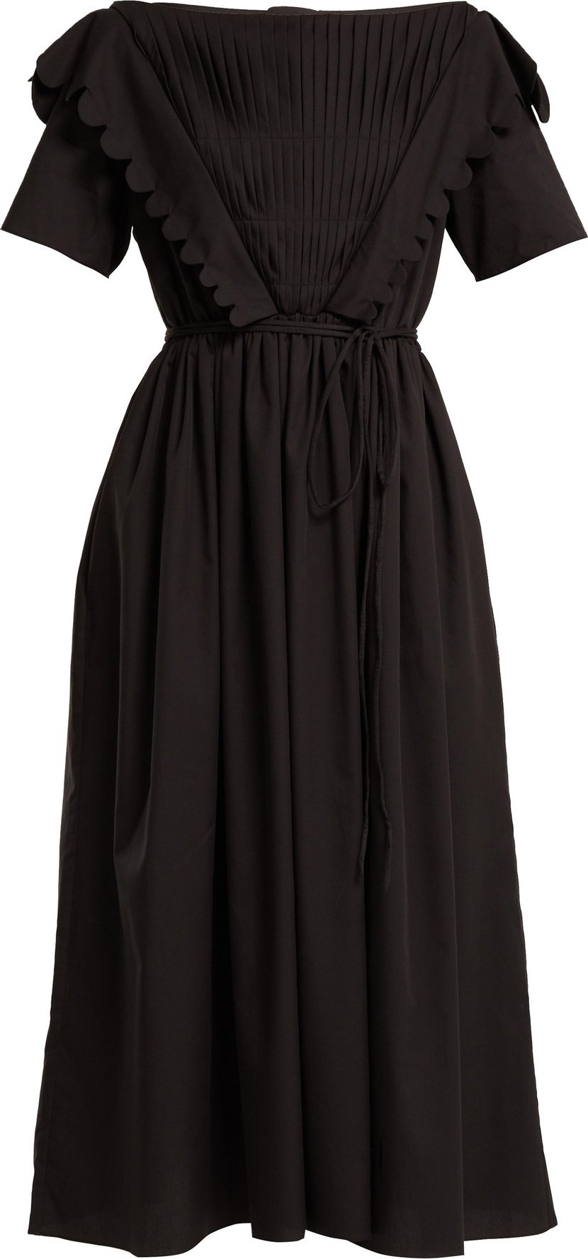 Horror Vacui Flabella scalloped-trim cotton dress