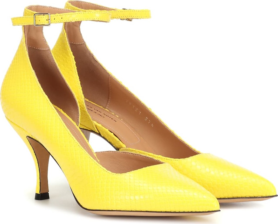 Dries Van Noten Embossed leather d'Orsay pumps