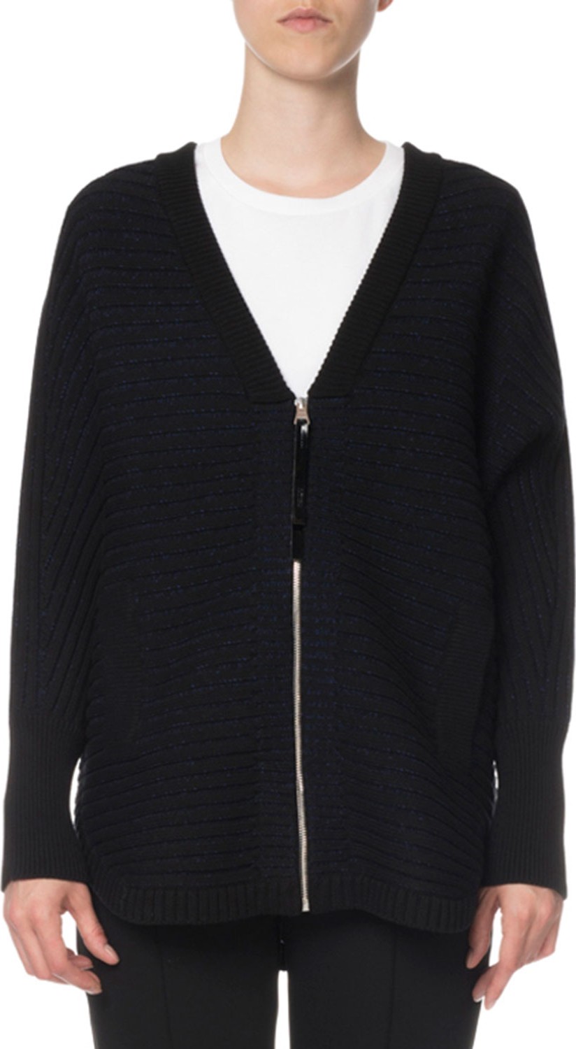 KENZO Zip-Front Logo Jacquard Dolman-Sleeve Cardigan