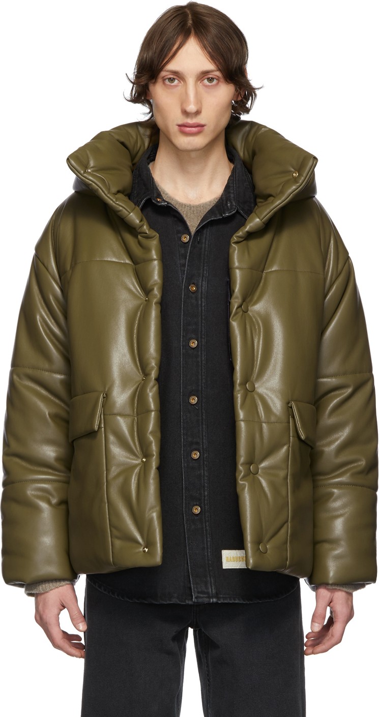 Nanushka Khaki Vegan Leather Jacket