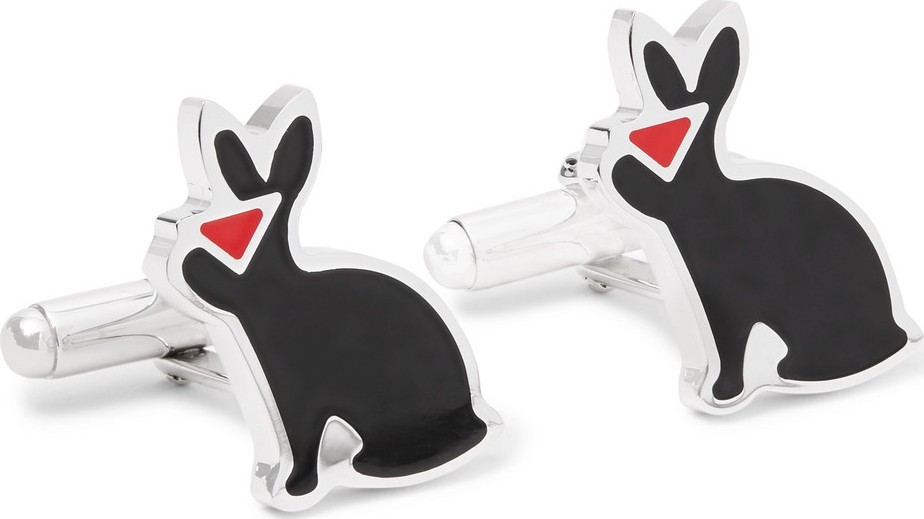Prada Bunny Silver-Tone and Enamel Cufflinks