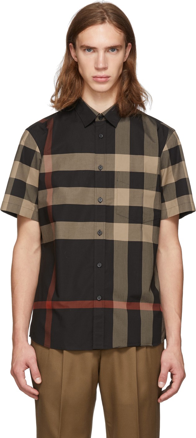Burberry London England Black Check Somerton Shirt