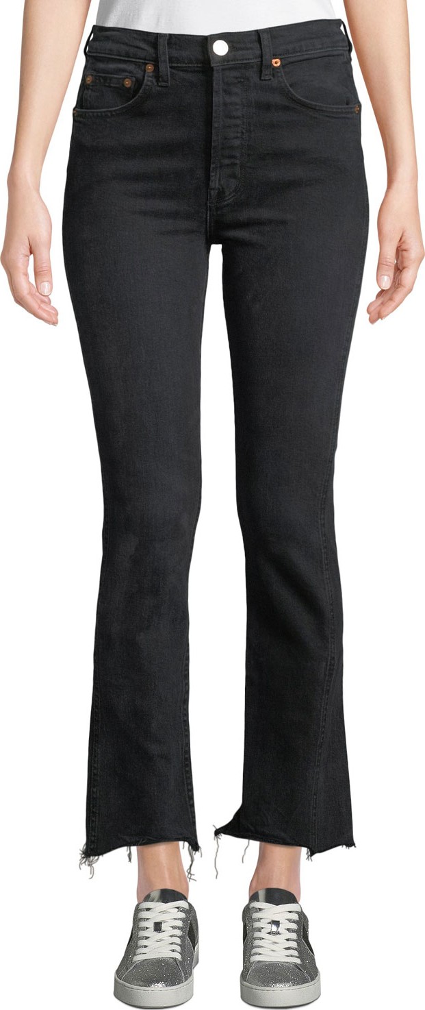 RE/DONE High-Rise Double-Needle Frayed Ankle Jeans