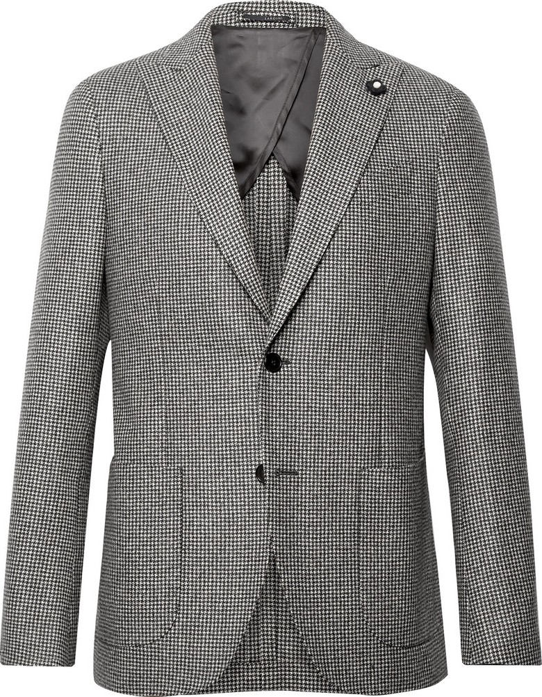 Lardini Slim-Fit Puppytooth Wool Suit Jacket