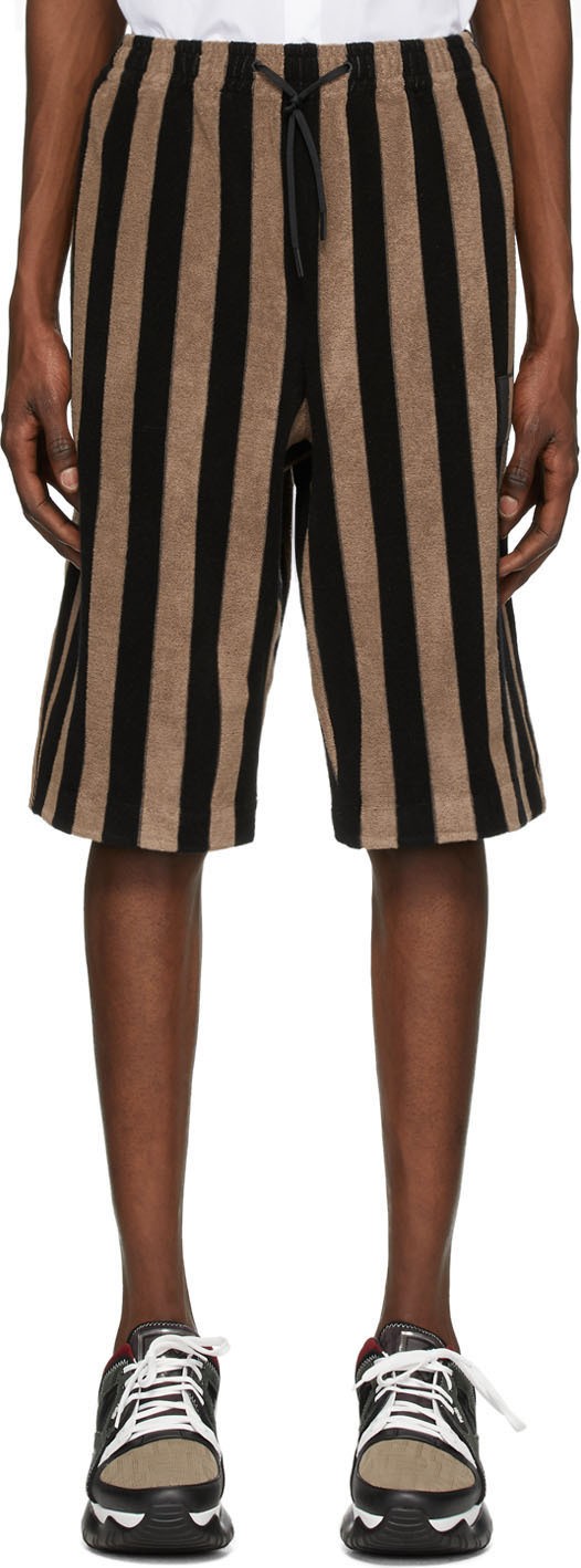Fendi Black & Brown Terry Bermuda Shorts