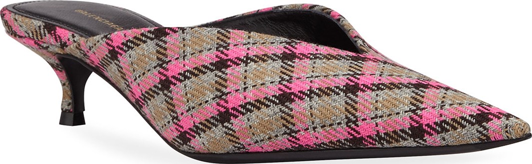 Balenciaga Knife Check Wool Slide Mules