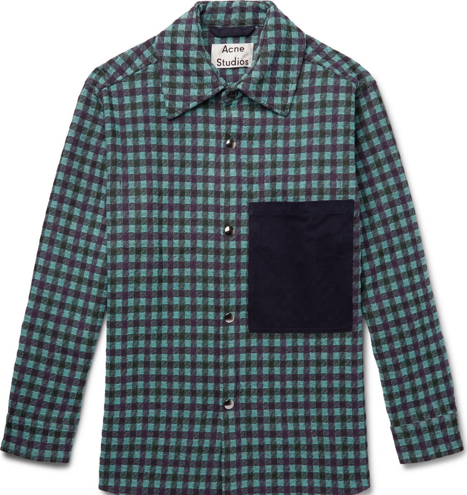 Acne Studios Oversized Twill-Trimmed Checked Flannel Overshirt