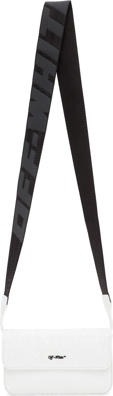 Off White White Crinkled Flap Crossbody Bag