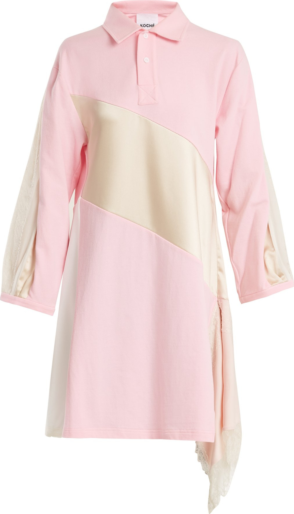 KOCHÉ Lace-trimmed oversized cotton shirtdress