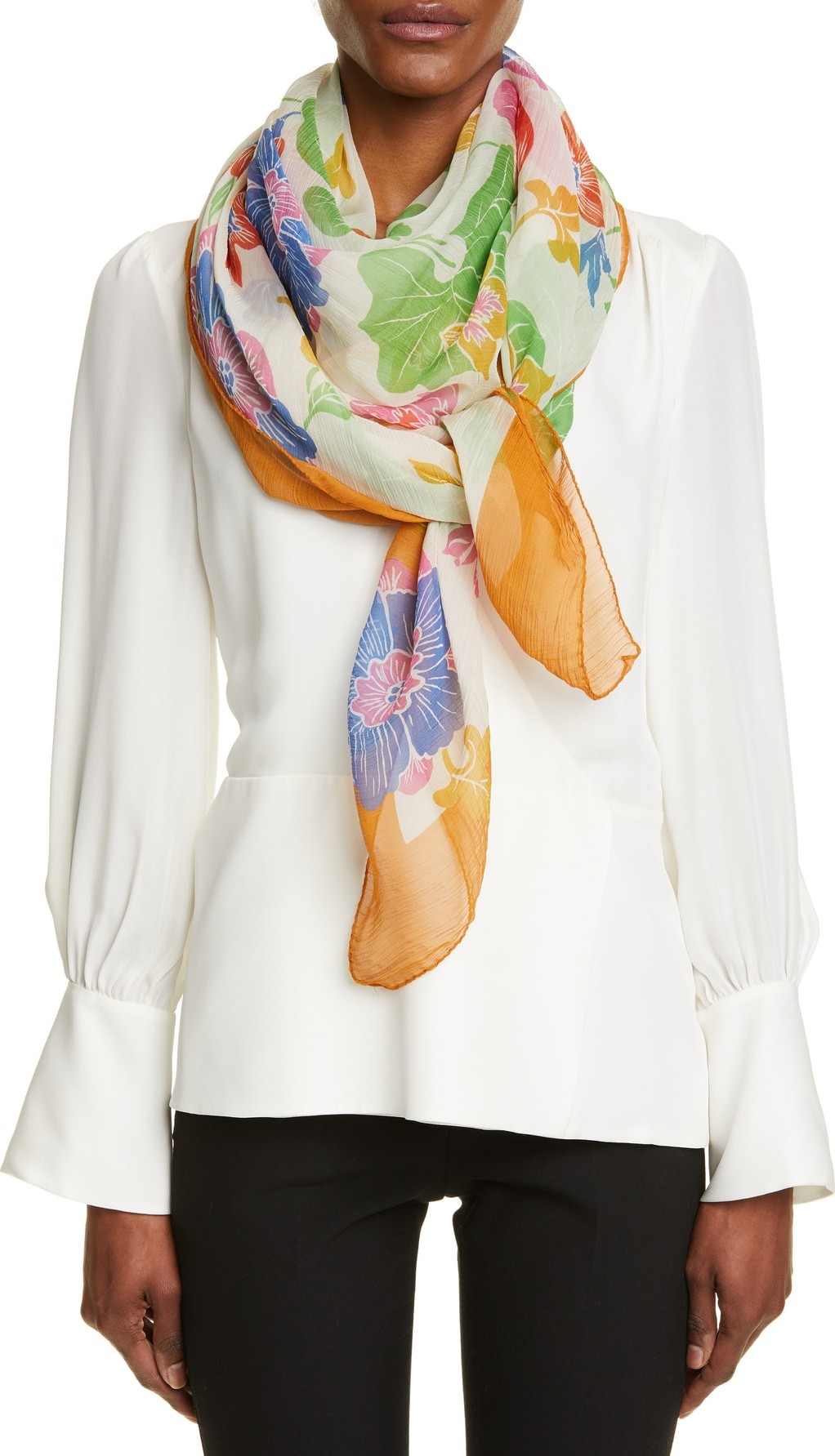 Etro Bombay Lily Print Square Silk Scarf