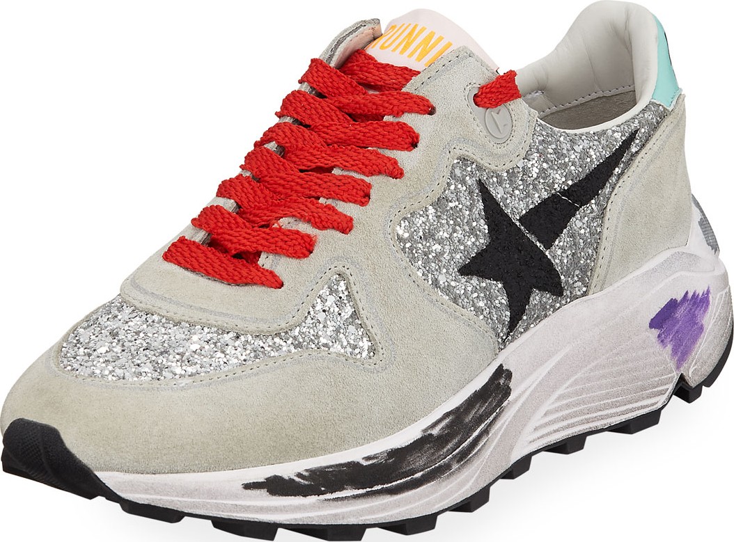 Golden Goose Deluxe Brand Glitter & Suede Running Sneakers