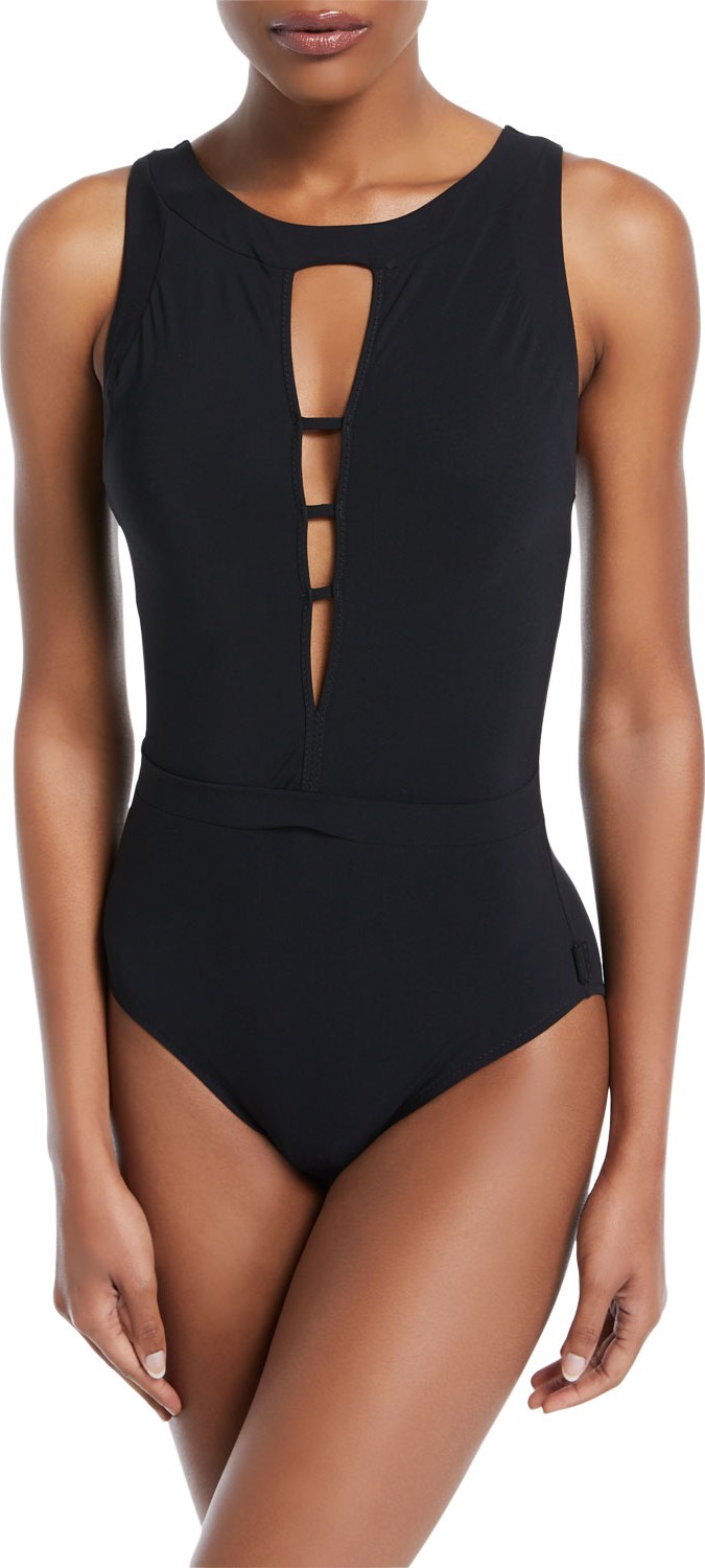 Shan Les Essentiels High-Neck Underwire One-Piece Solid Swimsuit