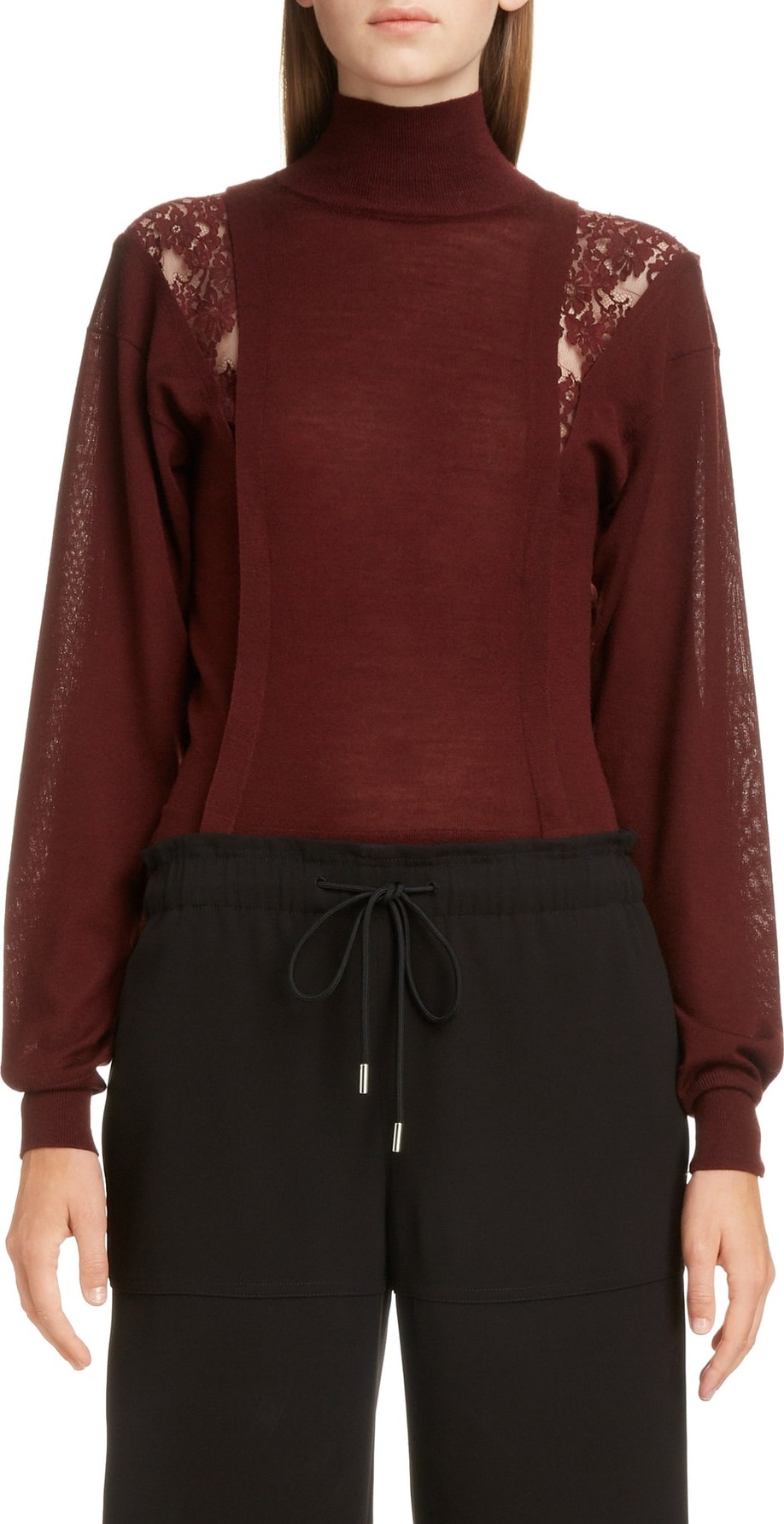 Chloe Lace Inset Wool & Silk Sweater