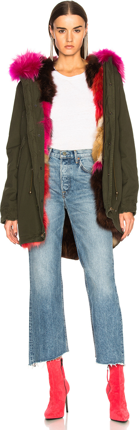 Mr&Mrs Italy Canvas Parka With Raccoon & Fox Fur Trim