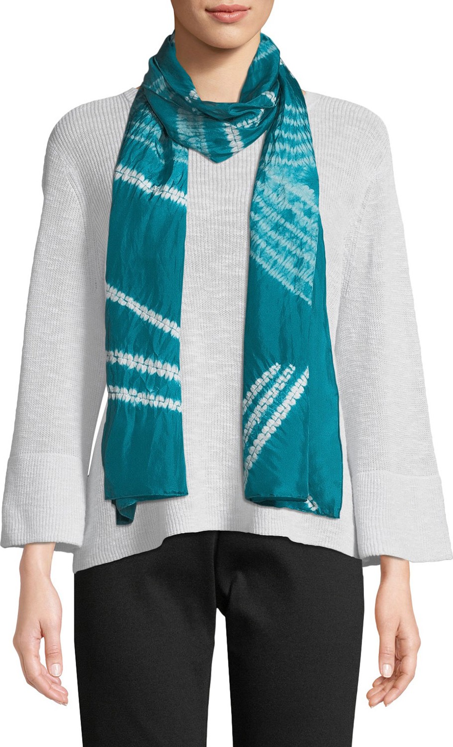 Eileen Fisher Angled Silk Shibori Scarf