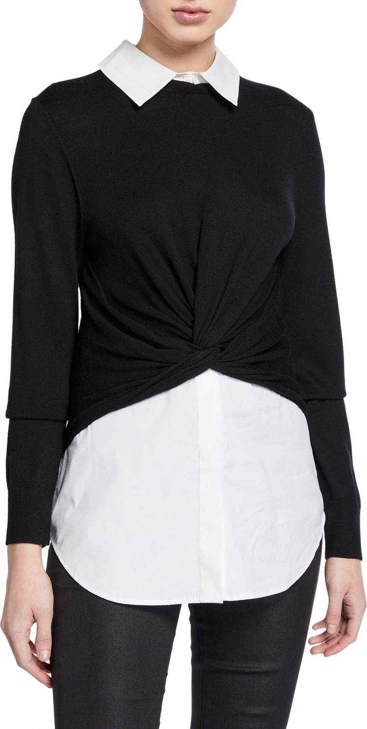 Veronica Beard Phebe Mixed-Media Pullover