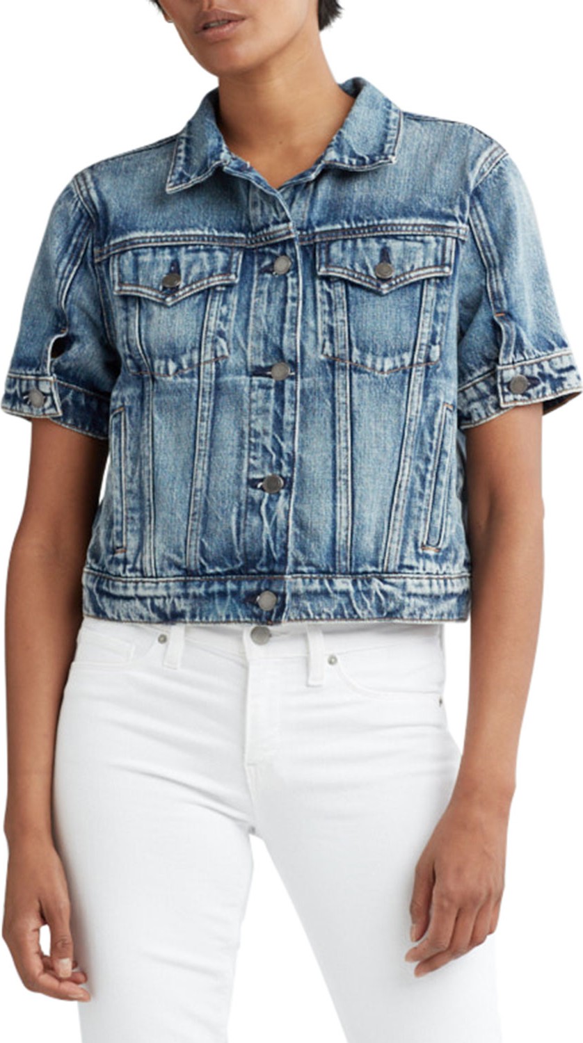 Hudson Ruby Contour Cropped Denim Trucker Jacket Hudson Ruby Contour Cropped Denim Trucker Jacket