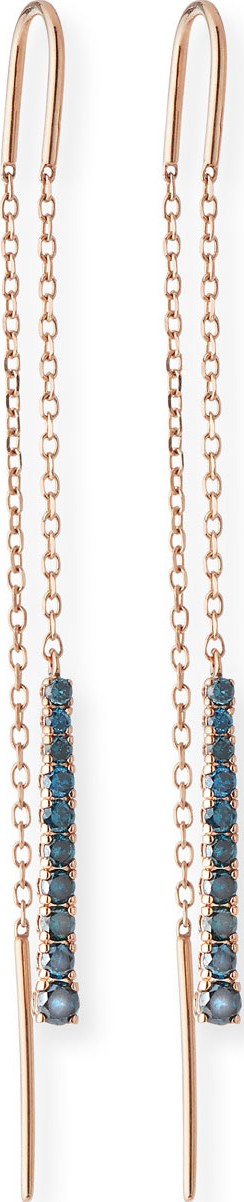 Stevie Wren 14k Rose Gold Blue Diamond Threader Earrings