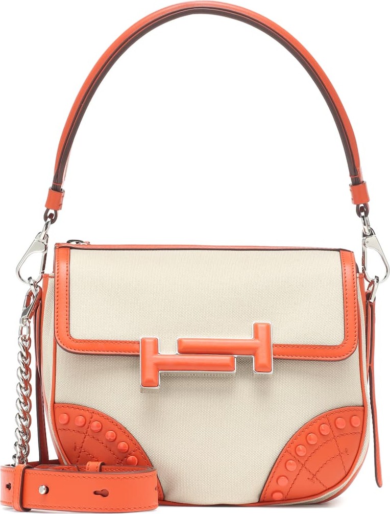 Tod's Double T leather-trimmed shoulder bag