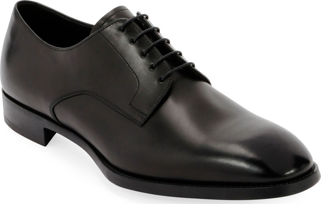 Giorgio Armani Men's Smooth Leather Rubber-Sole Derby Shoe